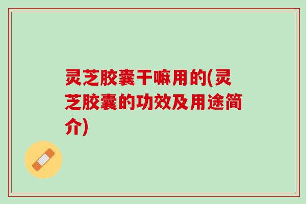 灵芝胶囊干嘛用的(灵芝胶囊的功效及用途简介)