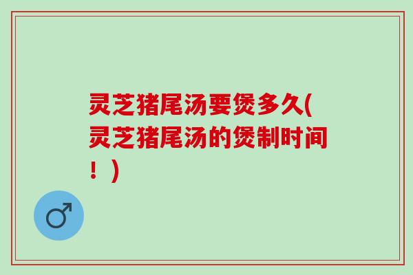 灵芝猪尾汤要煲多久(灵芝猪尾汤的煲制时间！)