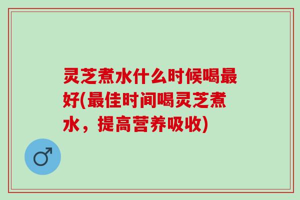 灵芝煮水什么时候喝好(佳时间喝灵芝煮水，提高营养吸收)