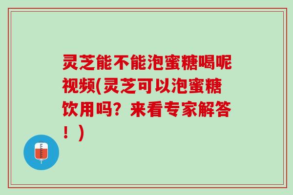 灵芝能不能泡蜜糖喝呢视频(灵芝可以泡蜜糖饮用吗？来看专家解答！)