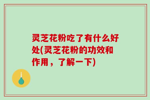 灵芝花粉吃了有什么好处(灵芝花粉的功效和作用，了解一下)