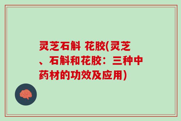 灵芝石斛 花胶(灵芝、石斛和花胶：三种中药材的功效及应用)
