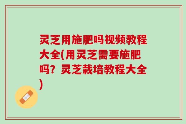 灵芝用施肥吗视频教程大全(用灵芝需要施肥吗？灵芝栽培教程大全)