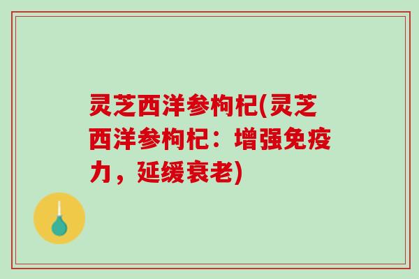 灵芝西洋参枸杞(灵芝西洋参枸杞：增强免疫力，延缓衰老)