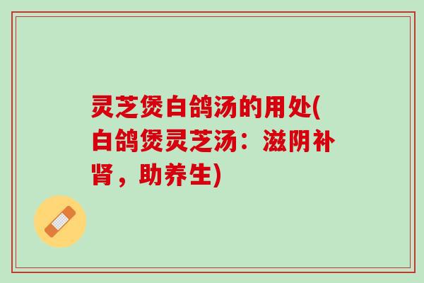 灵芝煲白鸽汤的用处(白鸽煲灵芝汤:滋阴补,助养生) 灵芝煲白鸽汤的用处(白鸽煲灵芝汤:滋阴补,助养生)