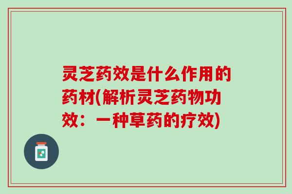 灵芝是什么作用的药材(解析灵芝功效:一种草药的疗效) 灵芝是什么作用的药材(解析灵芝功效:一种草药的疗效)