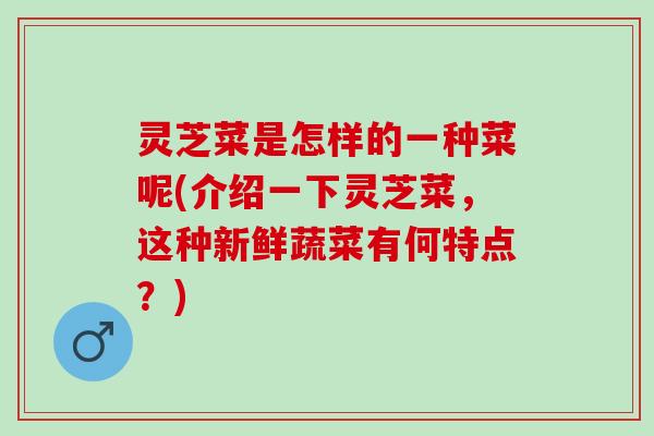 灵芝菜是怎样的一种菜呢(介绍一下灵芝菜，这种新鲜蔬菜有何特点？)