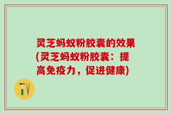 灵芝蚂蚁粉胶囊的效果(灵芝蚂蚁粉胶囊：提高免疫力，促进健康)