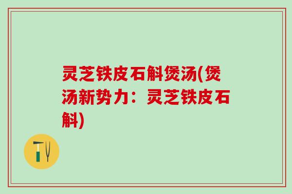 灵芝铁皮石斛煲汤(煲汤新势力：灵芝铁皮石斛)