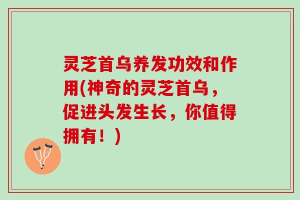 灵芝首乌养发功效和作用(神奇的灵芝首乌，促进头发生长，你值得拥有！)
