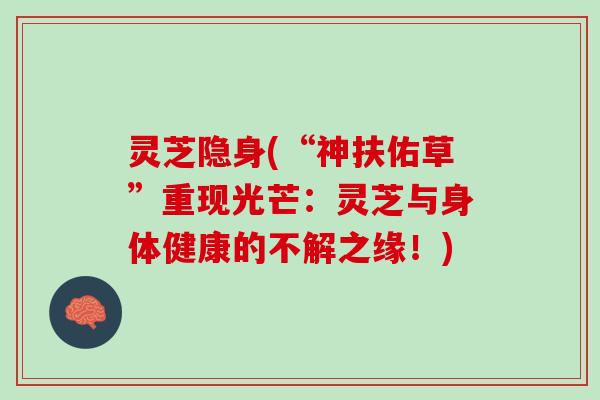 灵芝隐身(“神扶佑草”重现光芒:灵芝与身体健康的不解之缘!) 灵芝隐身(“神扶佑草”重现光芒:灵芝与身体健康的不解之缘!)