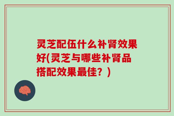 灵芝配伍什么补肾效果好(灵芝与哪些补肾品搭配效果最佳？)