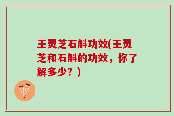 王灵芝石斛功效(王灵芝和石斛的功效，你了解多少？)
