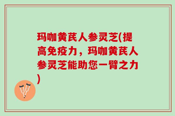 玛咖黄芪人参灵芝(提高免疫力，玛咖黄芪人参灵芝能助您一臂之力)
