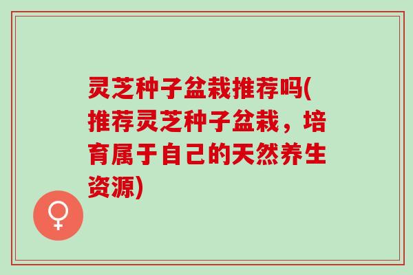 灵芝种子盆栽推荐吗(推荐灵芝种子盆栽，培育属于自己的天然养生资源)
