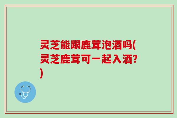 灵芝能跟鹿茸泡酒吗(灵芝鹿茸可一起入酒?) 灵芝能跟鹿茸泡酒吗(灵芝鹿茸可一起入酒?)