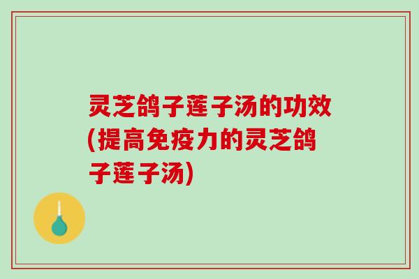 灵芝鸽子莲子汤的功效(提高免疫力的灵芝鸽子莲子汤) 灵芝鸽子莲子汤的功效(提高免疫力的灵芝鸽子莲子汤)