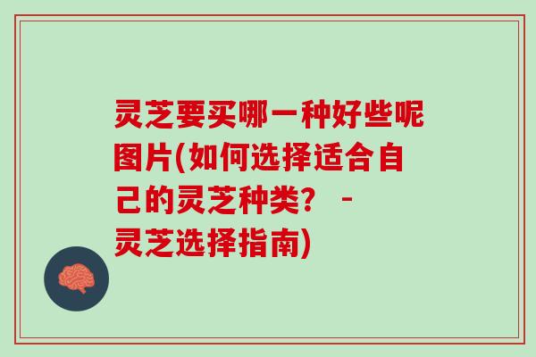 灵芝要买哪一种好些呢图片(如何选择适合自己的灵芝种类？ - 灵芝选择指南)