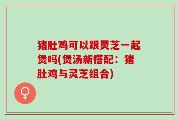 猪肚鸡可以跟灵芝一起煲吗(煲汤新搭配：猪肚鸡与灵芝组合)
