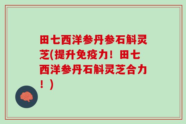田七西洋参丹参石斛灵芝(提升免疫力！田七西洋参丹石斛灵芝合力！)