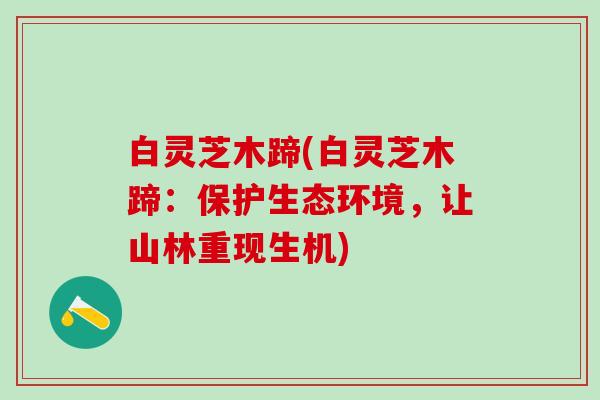 白灵芝木蹄(白灵芝木蹄：保护生态环境，让山林重现生机)