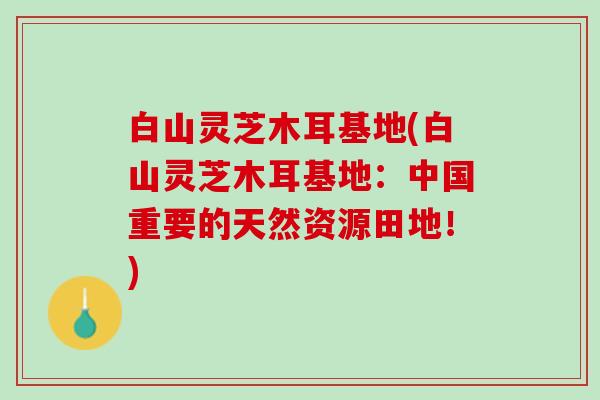 白山灵芝木耳基地(白山灵芝木耳基地：中国重要的天然资源田地！)