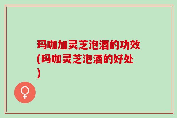 玛咖加灵芝泡酒的功效(玛咖灵芝泡酒的好处)