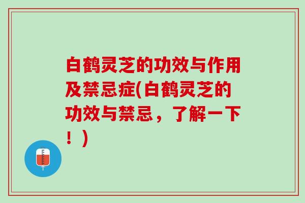 白鹤灵芝的功效与作用及禁忌症(白鹤灵芝的功效与禁忌,了解一下!) 白鹤灵芝的功效与作用及禁忌症(白鹤灵芝的功效与禁忌,了解一下!)