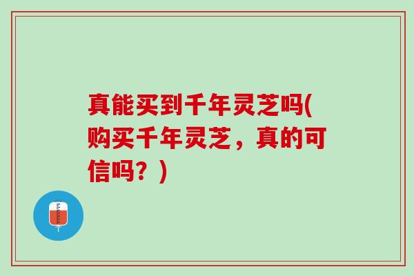 真能买到千年灵芝吗(购买千年灵芝，真的可信吗？)