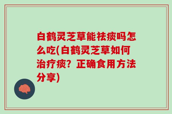 白鹤灵芝草能祛痰吗怎么吃(白鹤灵芝草如何治疗痰？正确食用方法分享)
