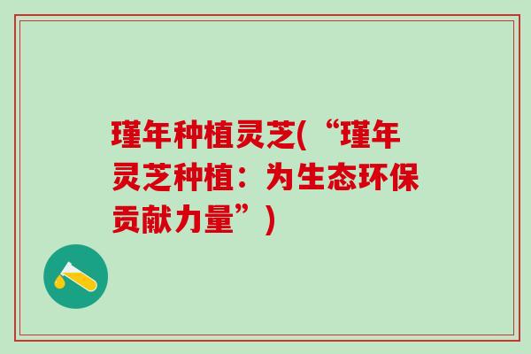 瑾年种植灵芝(“瑾年灵芝种植：为生态环保贡献力量”)