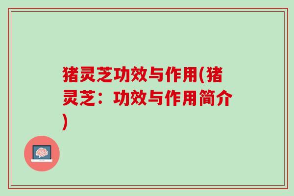 猪灵芝功效与作用(猪灵芝：功效与作用简介)