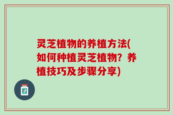 灵芝植物的养植方法(如何种植灵芝植物？养植技巧及步骤分享)