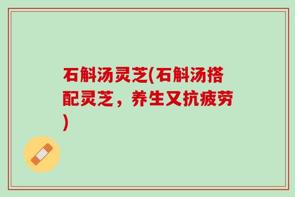 石斛汤灵芝(石斛汤搭配灵芝，养生又抗疲劳)