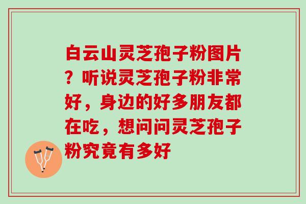 白云山灵芝孢子粉图片？听说灵芝孢子粉非常好，身边的好多朋友都在吃，想问问灵芝孢子粉究竟有多好