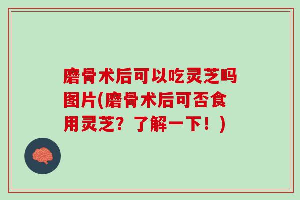 磨骨术后可以吃灵芝吗图片(磨骨术后可否食用灵芝？了解一下！)