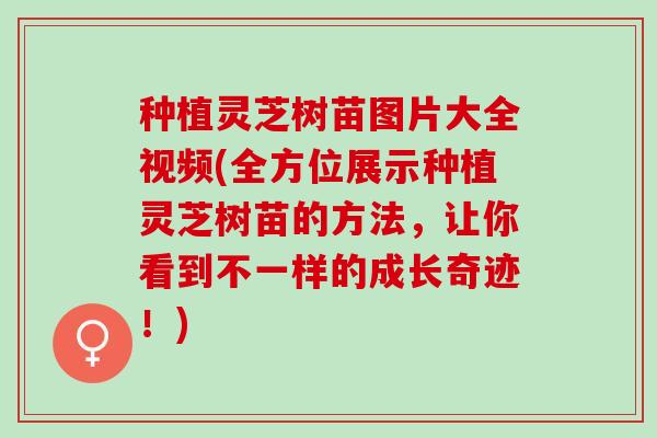 种植灵芝树苗图片大全视频(全方位展示种植灵芝树苗的方法，让你看到不一样的成长奇迹！)