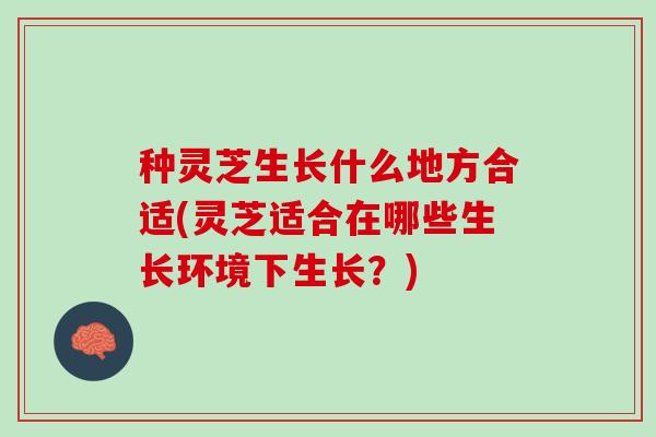 种灵芝生长什么地方合适(灵芝适合在哪些生长环境下生长？)