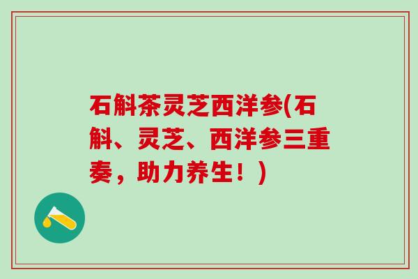 石斛茶灵芝西洋参(石斛、灵芝、西洋参三重奏，助力养生！)