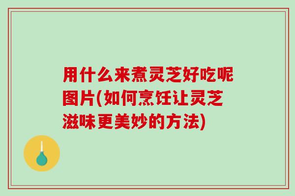 用什么来煮灵芝好吃呢图片(如何烹饪让灵芝滋味更美妙的方法)