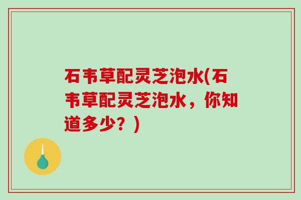 石韦草配灵芝泡水(石韦草配灵芝泡水，你知道多少？)