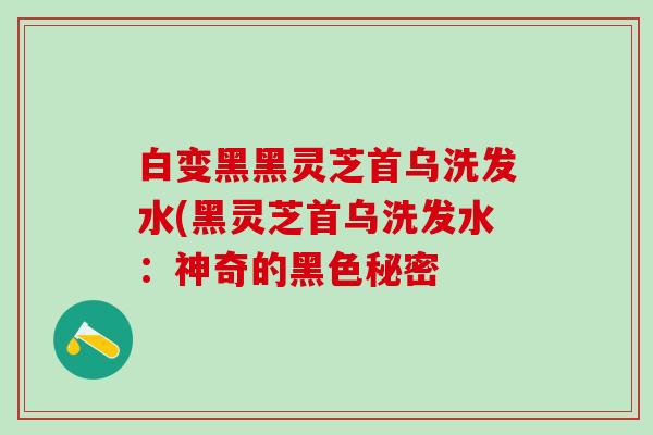 白变黑黑灵芝首乌洗发水(黑灵芝首乌洗发水：神奇的黑色秘密