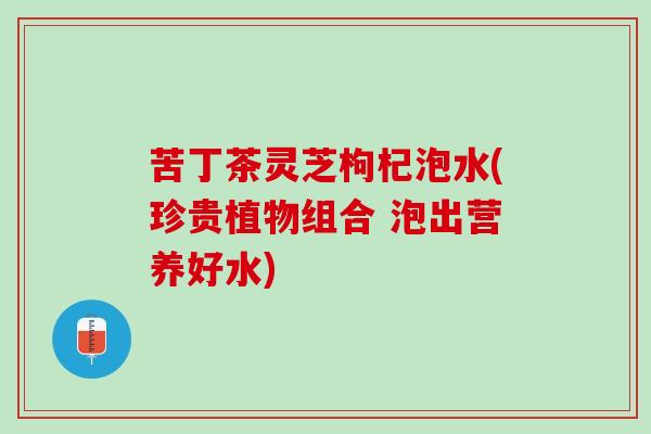 苦丁茶灵芝枸杞泡水(珍贵植物组合 泡出营养好水)