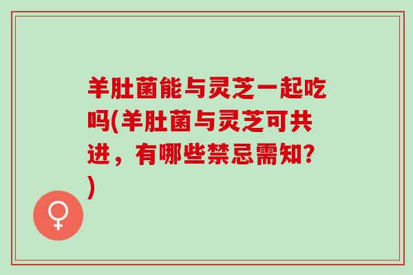 羊肚菌能与灵芝一起吃吗(羊肚菌与灵芝可共进,有哪些禁忌需知?) 羊肚菌能与灵芝一起吃吗(羊肚菌与灵芝可共进,有哪些禁忌需知?)