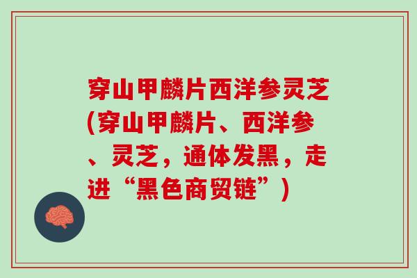穿山甲麟片西洋参灵芝(穿山甲麟片、西洋参、灵芝，通体发黑，走进“黑色商贸链”)