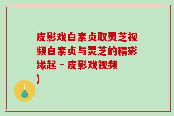 皮影戏白素贞取灵芝视频白素贞与灵芝的精彩缘起 - 皮影戏视频) 皮影戏白素贞取灵芝视频白素贞与灵芝的精彩缘起 - 皮影戏视频)