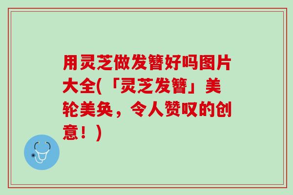 用灵芝做发簪好吗图片大全(「灵芝发簪」美轮美奂，令人赞叹的创意！)