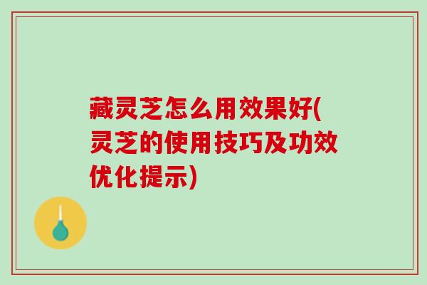 藏灵芝怎么用效果好(灵芝的使用技巧及功效优化提示)