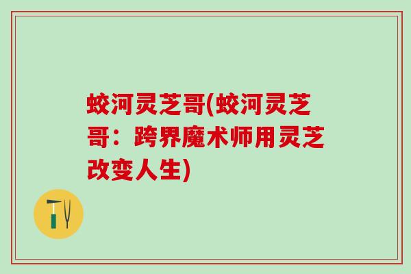 蛟河灵芝哥(蛟河灵芝哥：跨界魔术师用灵芝改变人生)