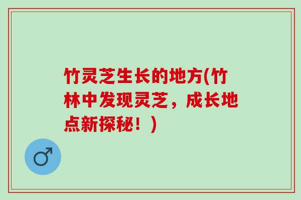 竹灵芝生长的地方(竹林中发现灵芝，成长地点新探秘！)